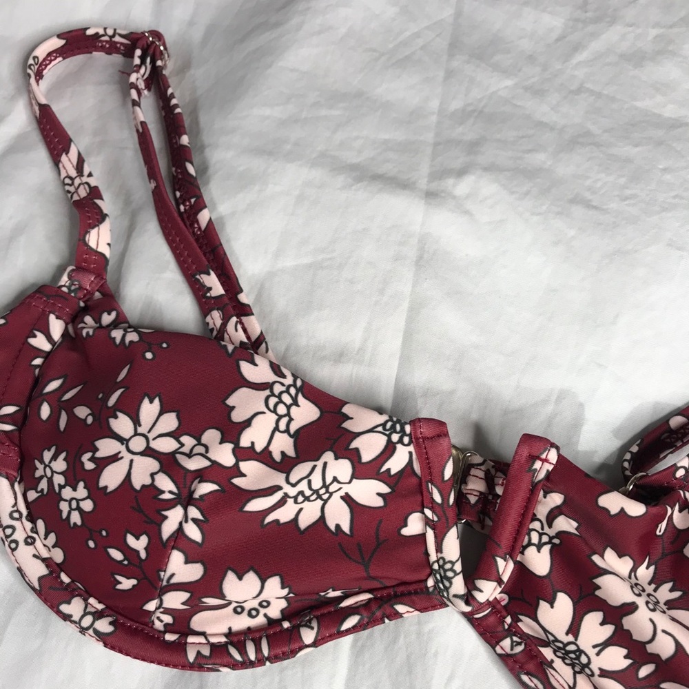 Red floral bikini set